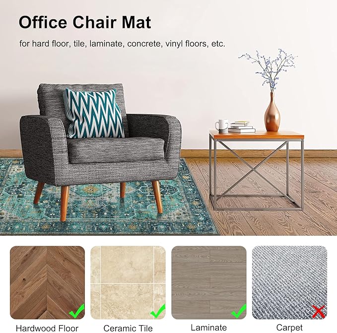 Anidaroel 36"x48" Chair Mat for Hardwood Floor/Tile Floor, Desk Chair Mats for - Image 3
