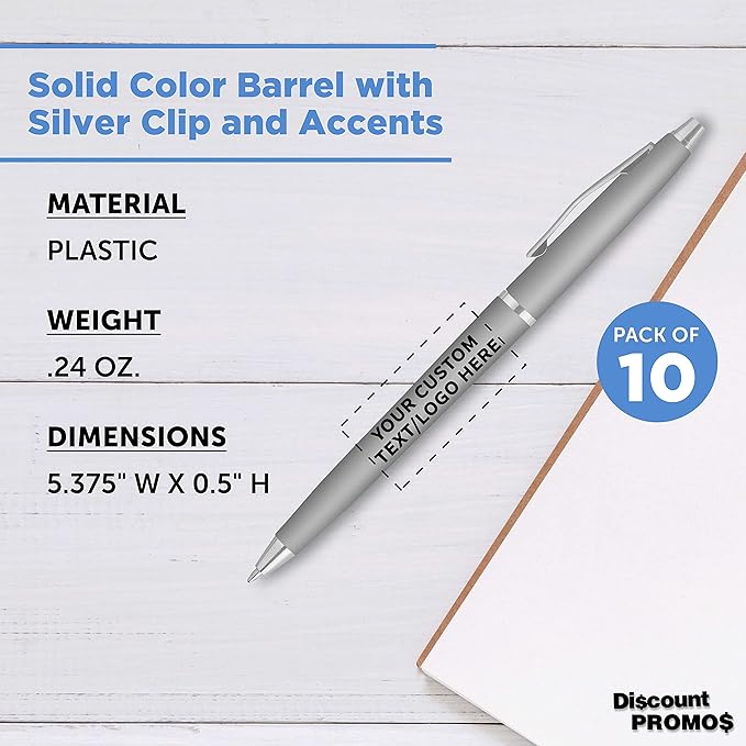 DISCOUNT PROMOS Custom Langham Ballpoint Pens Set of 10, Personalized Bulk Pack - Image 4