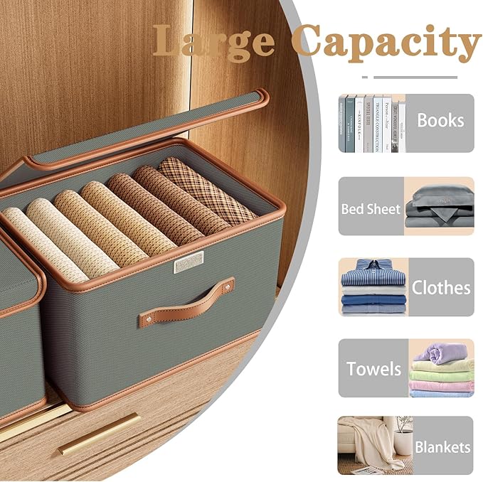 Tuza 4 Pack Storage Bins with Lids, Collapsible Closet Organizer Container - Image 7