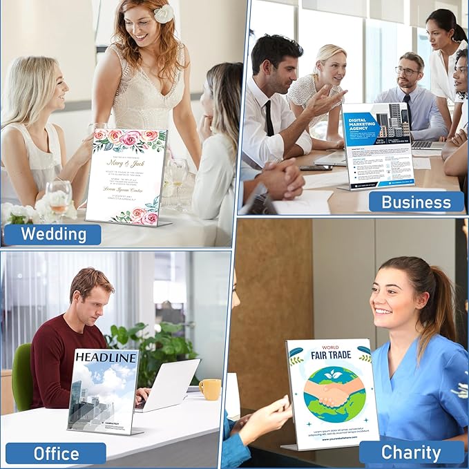 Acrylic Sign Holder 8.5x11 Inches, 10 Pack Clear Plastic Table Flyer Display - Image 6