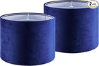 GO&SO Large Drum Lamp Shades Set of 2 Blue Velvet Lampshade by GOSO