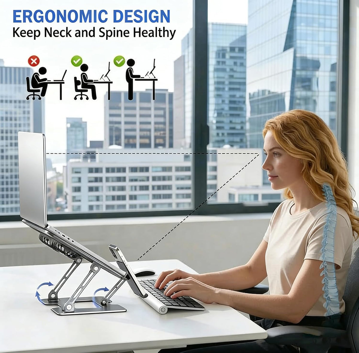 Laptop & Phone 2-in-1 Cooling Stand with Silent Fan, Adjustable Height &a...