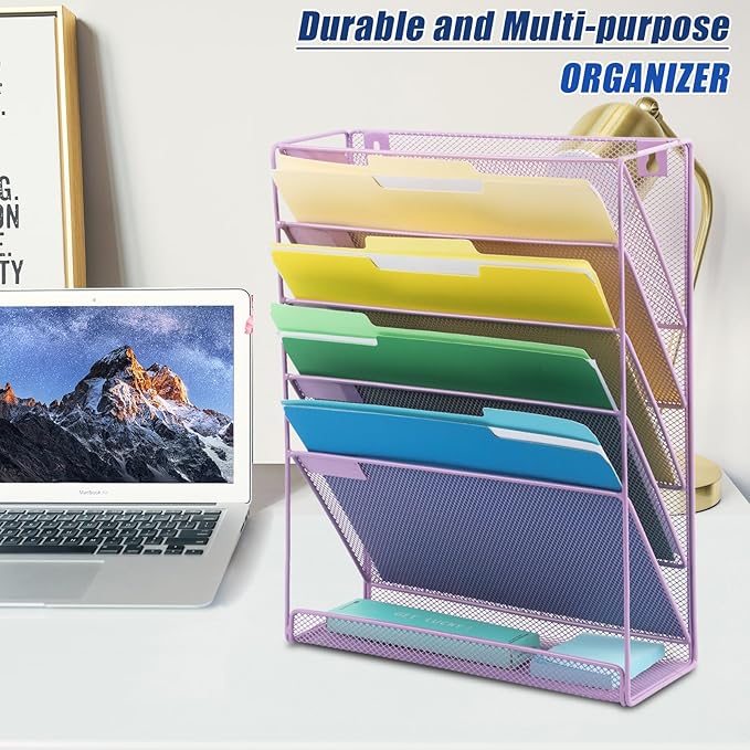 EASEPRES Desk File Organizer Mesh 6 Tier, Hanging Wall Mount Document - Image 5