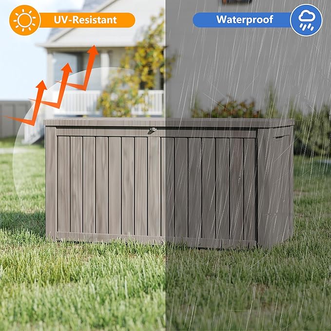 Yardgrace 200 Gallon Outdoor Storage Box Waterproof, Resin Deck Boxes - Image 2