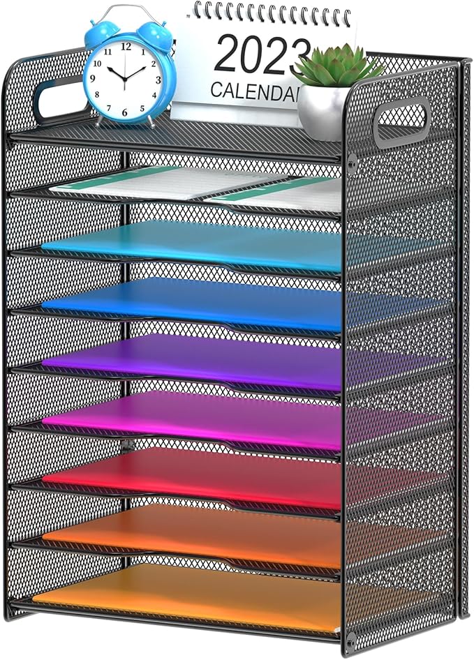 Samstar 9 Tier Desk Organizer, Mesh Paper Letter Tray File Rack Shelves Paper by Samstar