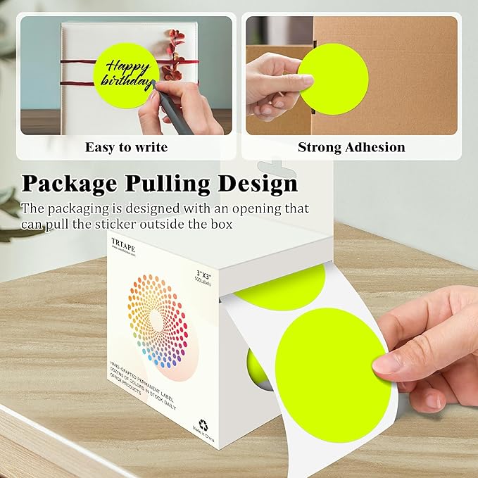 3 Inch Round Colored Dot Stickers, 4 Rolls in Dispenser Box - Image 3