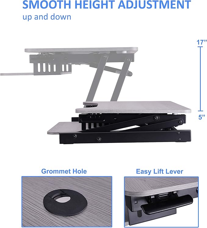 Rocelco 37.5" Height Adjustable Standing Desk Converter - Image 2