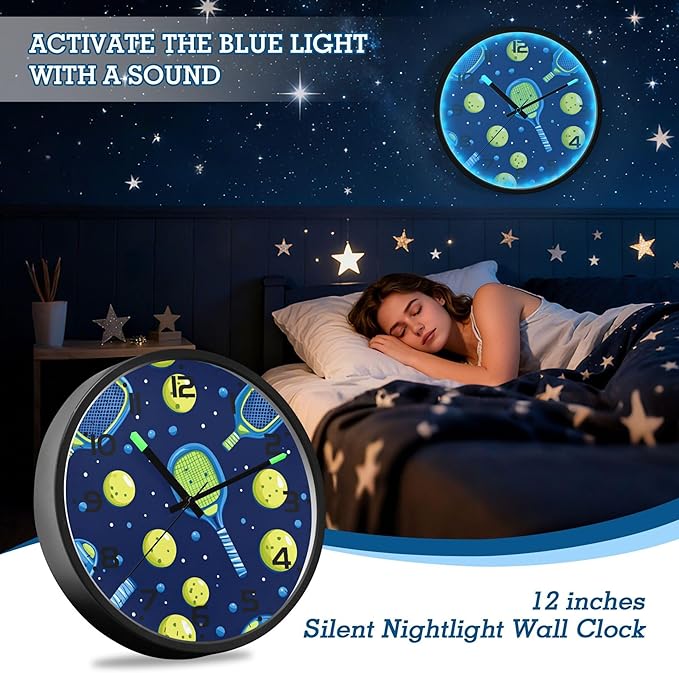 Vozoza Pickleball Game Sports 12 Inch Analog Wall Clocks Battery-Operated - Image 7
