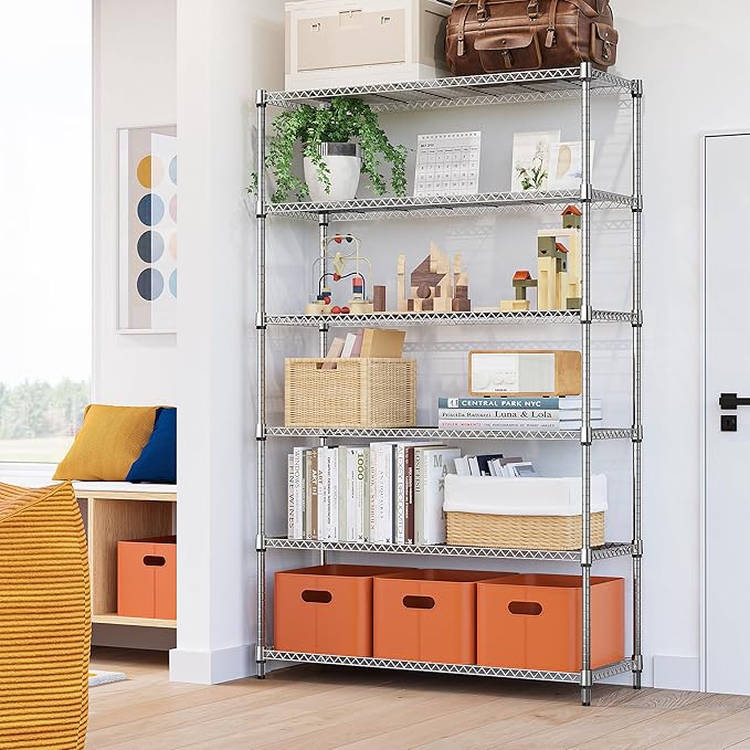 M MZG 6 Tiers Storage Shelves Load 2100LBS, Metal Shelving Wire Metal Shelving - Image 2