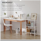 4NM No Assembly Folding Bookshelf Storage Shelves 3 Tiers Vintage Bookcase - Image 3