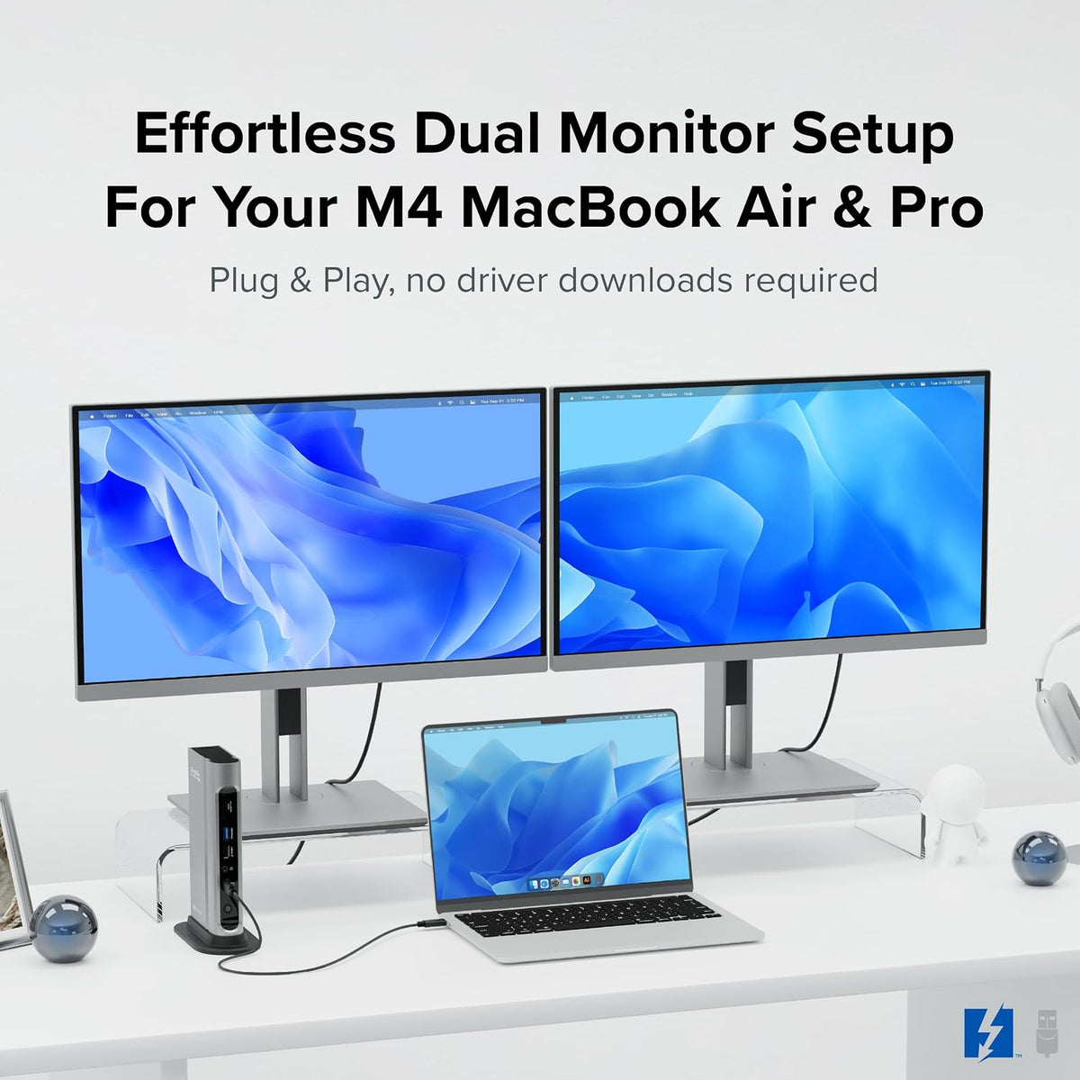 Plugable 16-in-1 Thunderbolt 4 Dock – Dual 4K Monitors, 100W Charging