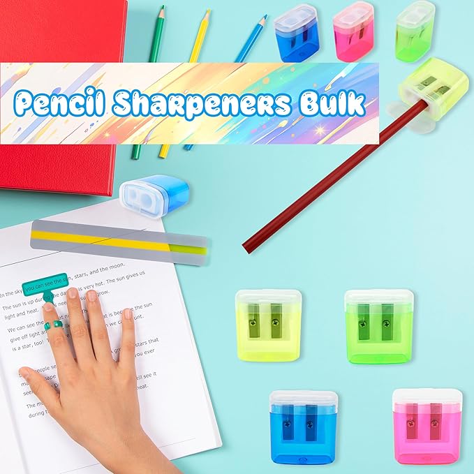 120 Pieces Pencil Sharpeners Bulk Colored Dual Holes Sharpeners Portable Manual - Image 3