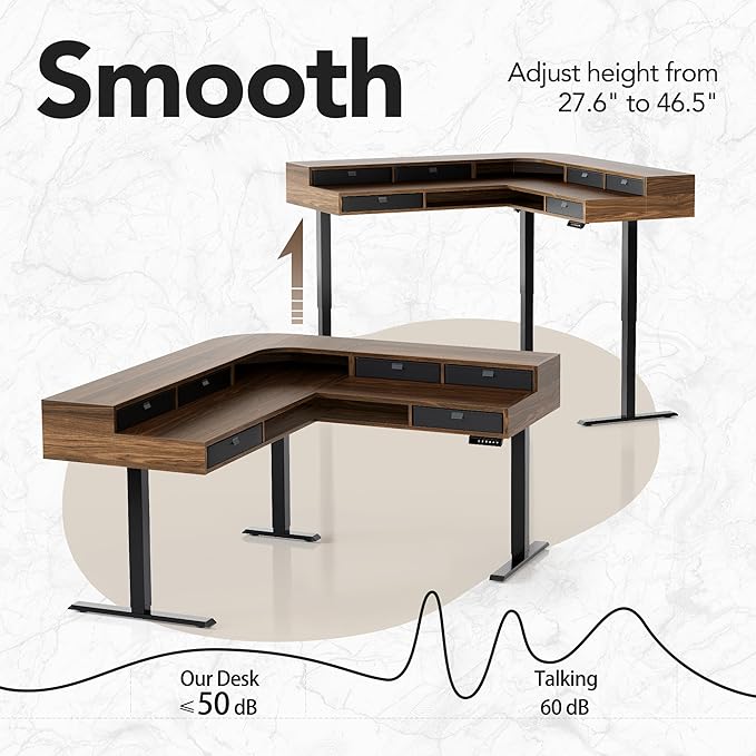 HUANUO 65.5" × 57.6" Electric L Shaped Standing Desk - Image 7