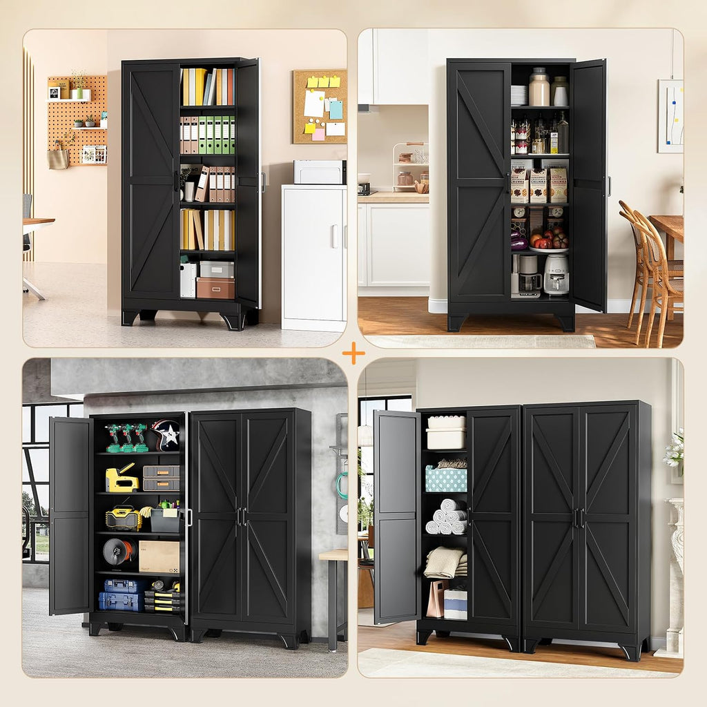 yizosh 75" h tall metal kitchen pantry storage, view 9