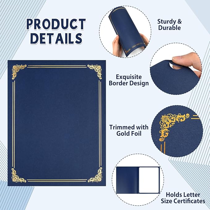 gisgfim 15Pcs Certificate Holders Diploma Covers Single Sided Gold Foil Border - Image 4