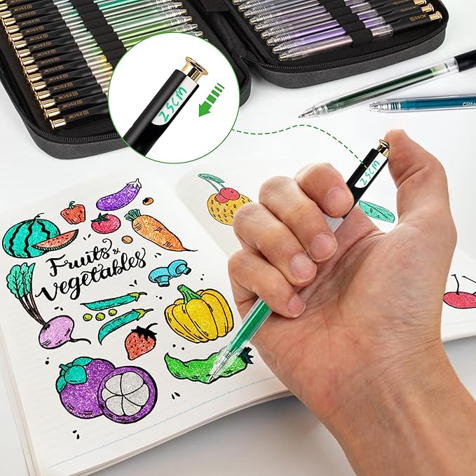 Retractable Glitter Gel Pens, 72 Colors Large Capacity Multicolor Glitter - Image 6