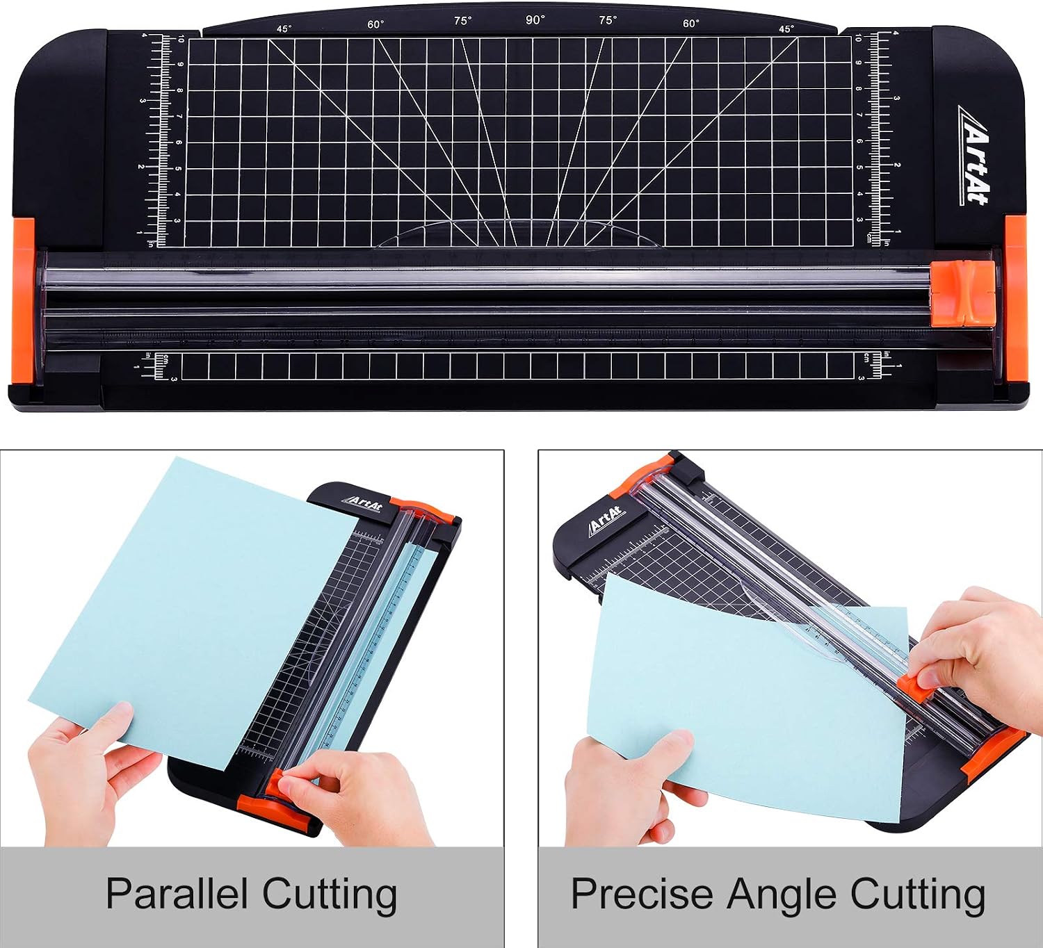 ArtAt A4 Paper Cutter 12 inch Black Paper Trimmer with Sliding Safety Blade | Precision cutting with side ruler for scrapbooks, cardstock, DIY craft, photos, coupon, labels, classroom craft projects