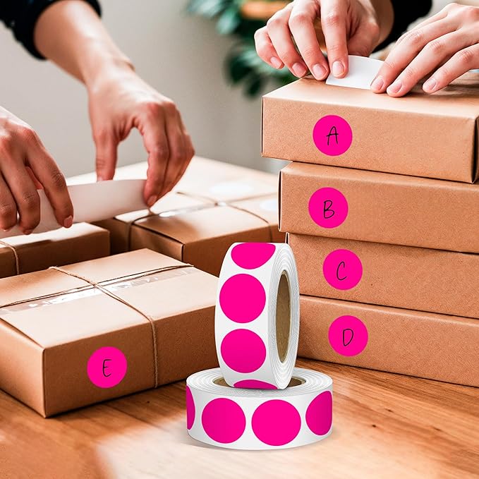 Fluorescent Pink 1 Inch Round Color Coding Dot Labels, 10 Rolls 10000 Dot - Image 6