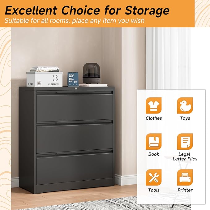 Bestoo 3-Drawer Lateral File Cabinet - Image 4