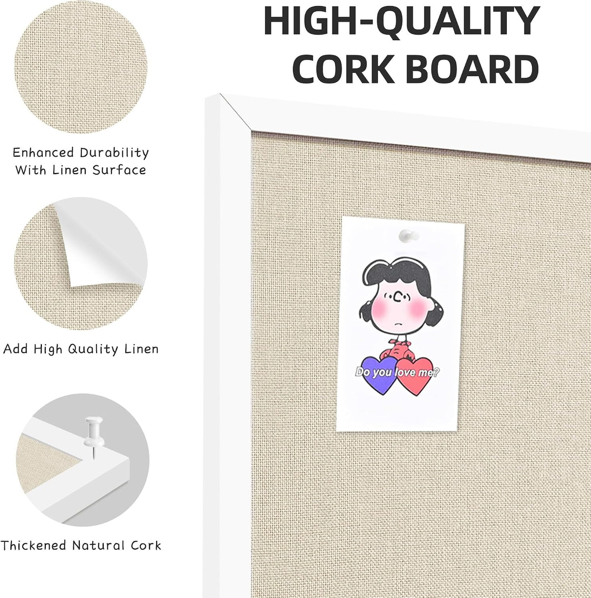 20"x30" White Framed Natural Wood Tone Bulletin Board, Pin Board