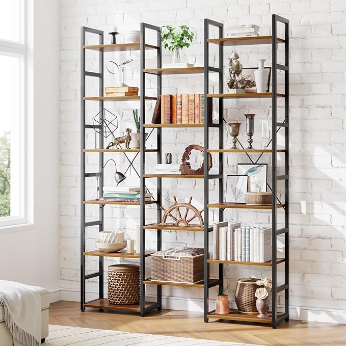 NUMENN 6-Tier Bookshelf Triple Column Bookcase by NUMENN