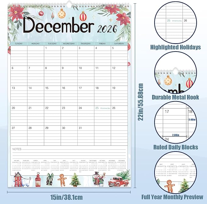 GuassLee Large Wall Calendar 2026-2027, 24-Month Vertical Wall Calendar Runs - Image 5