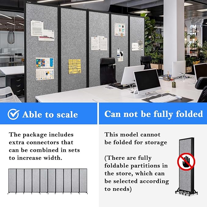 Upgrade Version Room Partition and Divider, Freestanding Rolling Dividers - Image 4