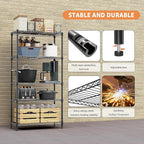M MZG 5 Tiers Shelf Metal Storage Shelves Standing 1750 LBs Household Shelf - Image 8
