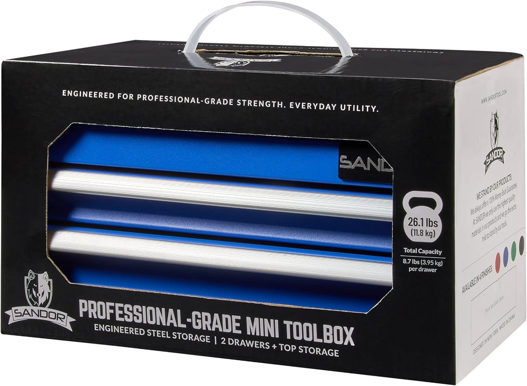 mini tool box - metal tool chest with on a desk or shelf