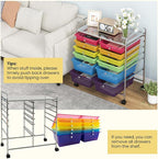 LDAILY 12 Drawer Rolling Storage Cart, Craft Cart Organizer on Wheels w/Metal - Image 5