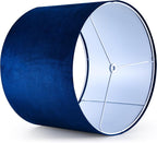 GO&SO Large Drum Lamp Shades Set of 2 Blue Velvet Lampshade - Image 5