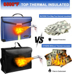 6500°F Large Capacity Upgraded Fireproof Money Bag with Lock,10 Layers of Heat Insulated Materials with Waterproof Zipper/Reflective Strip with Handle for Cash/Important Documents