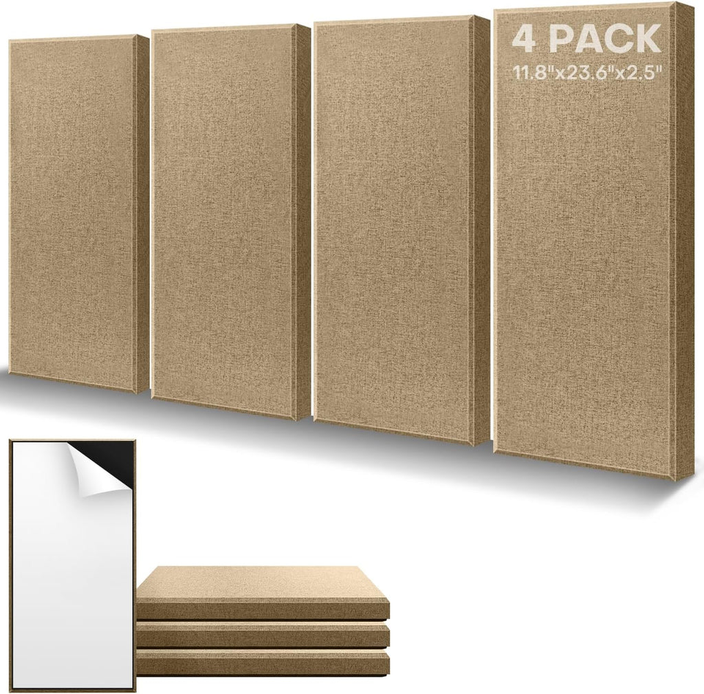 4Pack Fiberglass Acoustic Panels, Self Adhesive Sound Proof Foam Panels