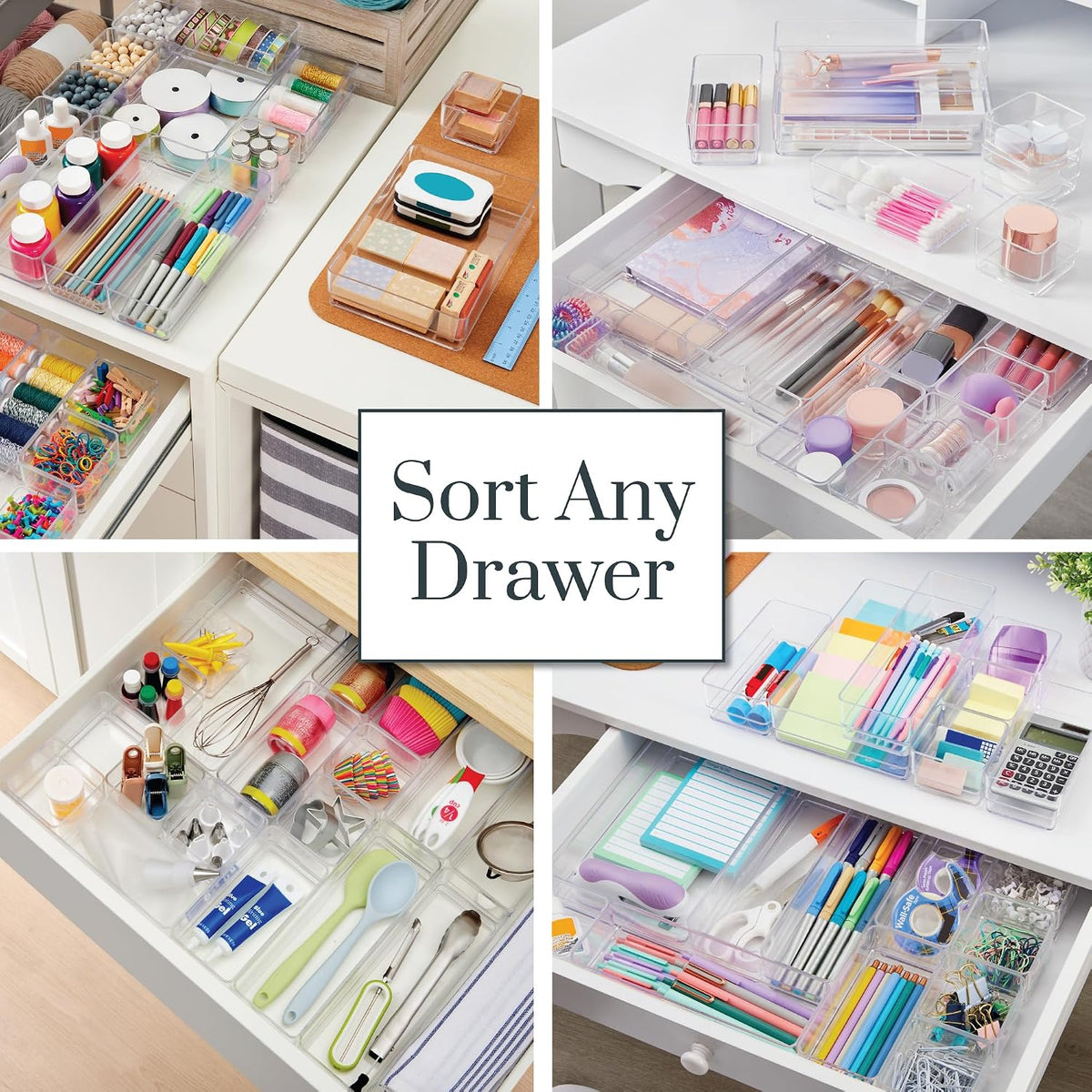 STORi SimpleSort 18-Piece Stackable Clear Drawer Organizer Set | Multi-size T...