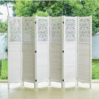 Svimi Folding Room Divider, 66.9 Inch 6 Panels Wood Carved Privacy Screens - Image 9