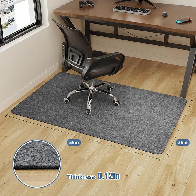 Placoot Office Chair Mat for Hardwood Floor, Under Desk Mat, Large Anti-Slip - Image 2