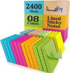 Lined Sticky Notes 3x3 Inch – 2400 Sheets, 100 Sheets per pad, Super Adhesive by Homolley