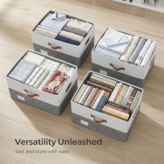PRANDOM Storage Bins with Lids Linen Fabric Foldable Storage Boxes Organizer - Image 6