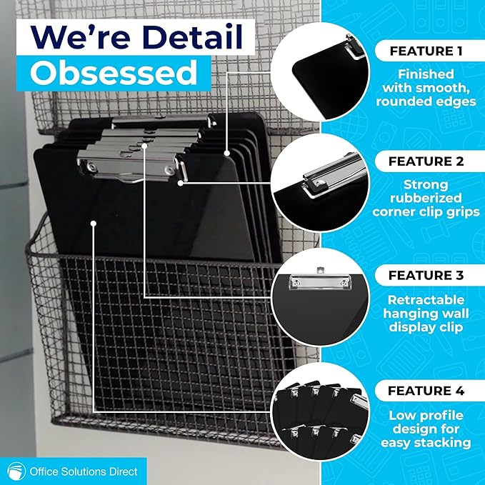 Black Plastic Clipboards Multipack - Image 3