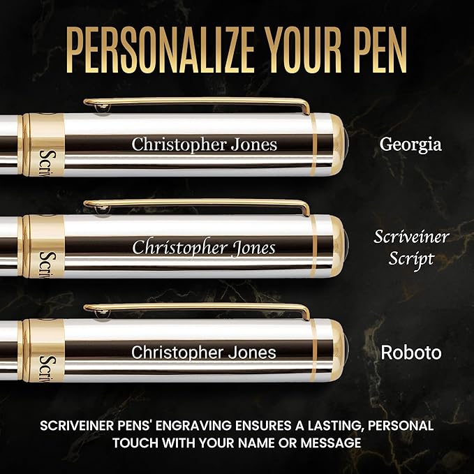 Scriveiner Personalized Silver Chrome Fountain Pen - Image 2