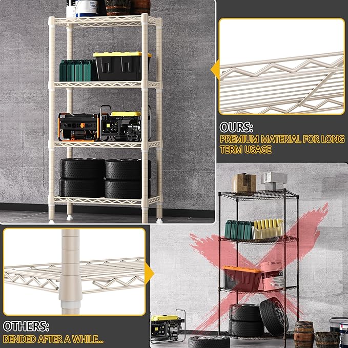 M MZG 1000 lbs 4-Shelf Standing Storage Shelves Heavy Duty Metal Shelving Unit - Image 6