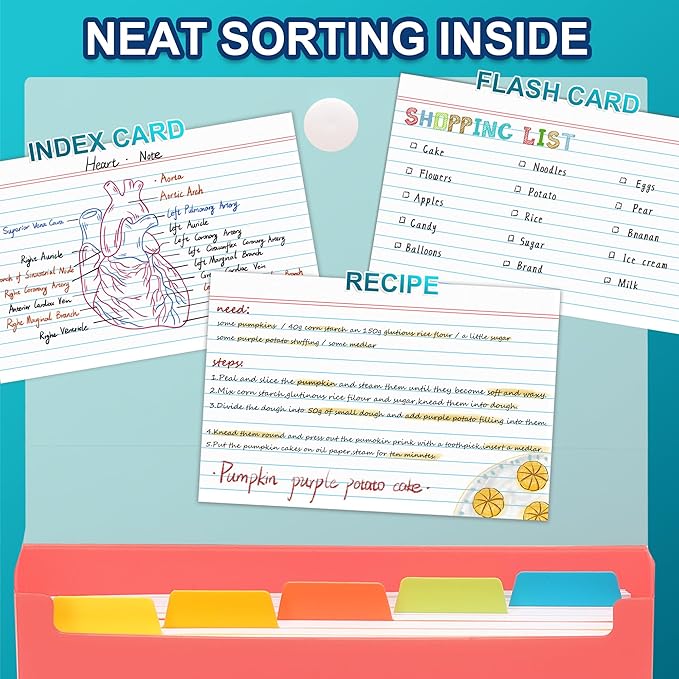 H4D 4x6 Index Card Case with 100 Heavyweight Ruled Index Cards and Dividers - Image 6