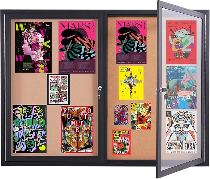 48x36 Inch Lockable Enclosed Bulletin Board, Weather-Resistant Outdoor by Unknown