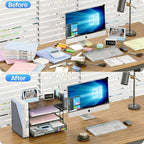 opnice desk organizers and accessories, 4-tier desktop file shown in use