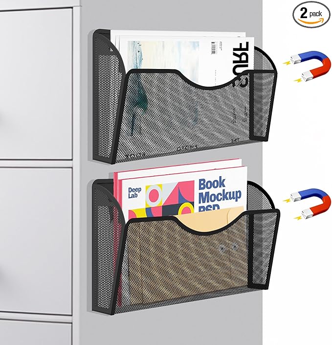 LQPAFZ Magnetic File Holder 2 Pockets File Folder Organizer, Office Hanging by LQPAFZ