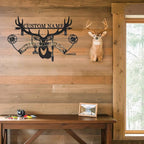 Personalized Deer Hunter Metal Wall Mount & Bow Rack, Custom Deer Hunting Gifts - Image 3