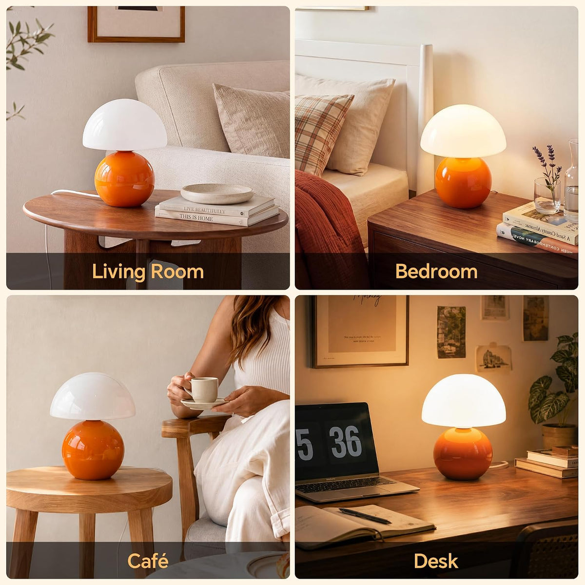 dawnwake mushroom lamp table lamp for bedroom-small desk, front angle view