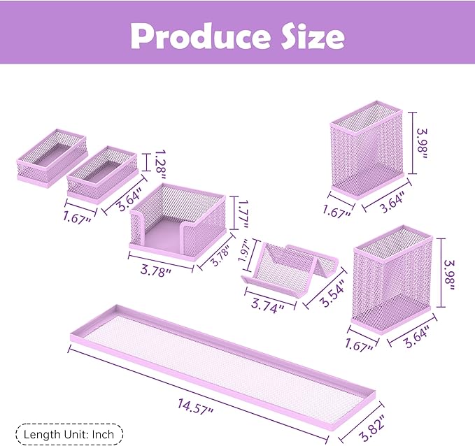 SUPEASY Pen Holder for Desk, 6 Piece Mesh Desk Organizer set for Office - Image 3