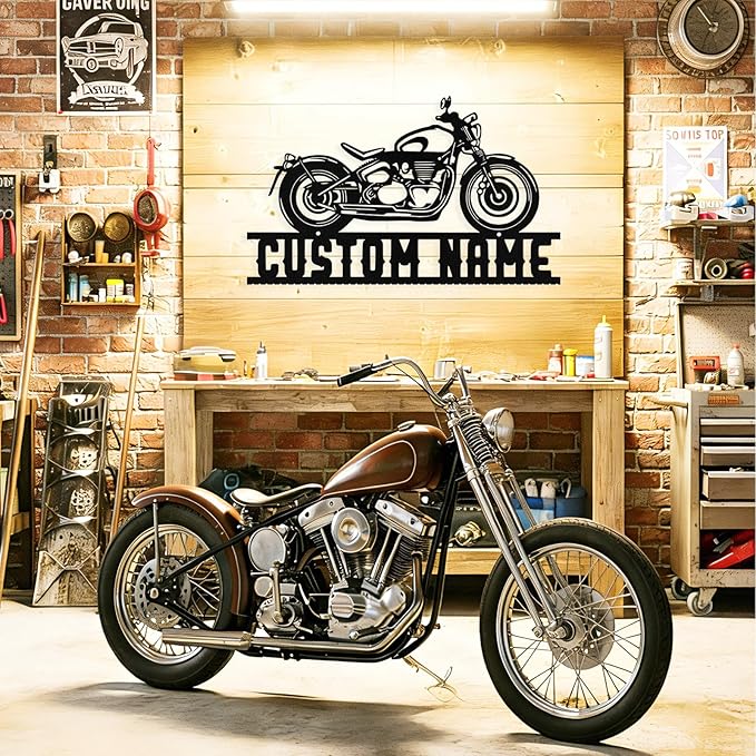 Custom Motorcycle Metal Sign Personalized Biker Name Sign Motorcycle Wall Art - Image 2