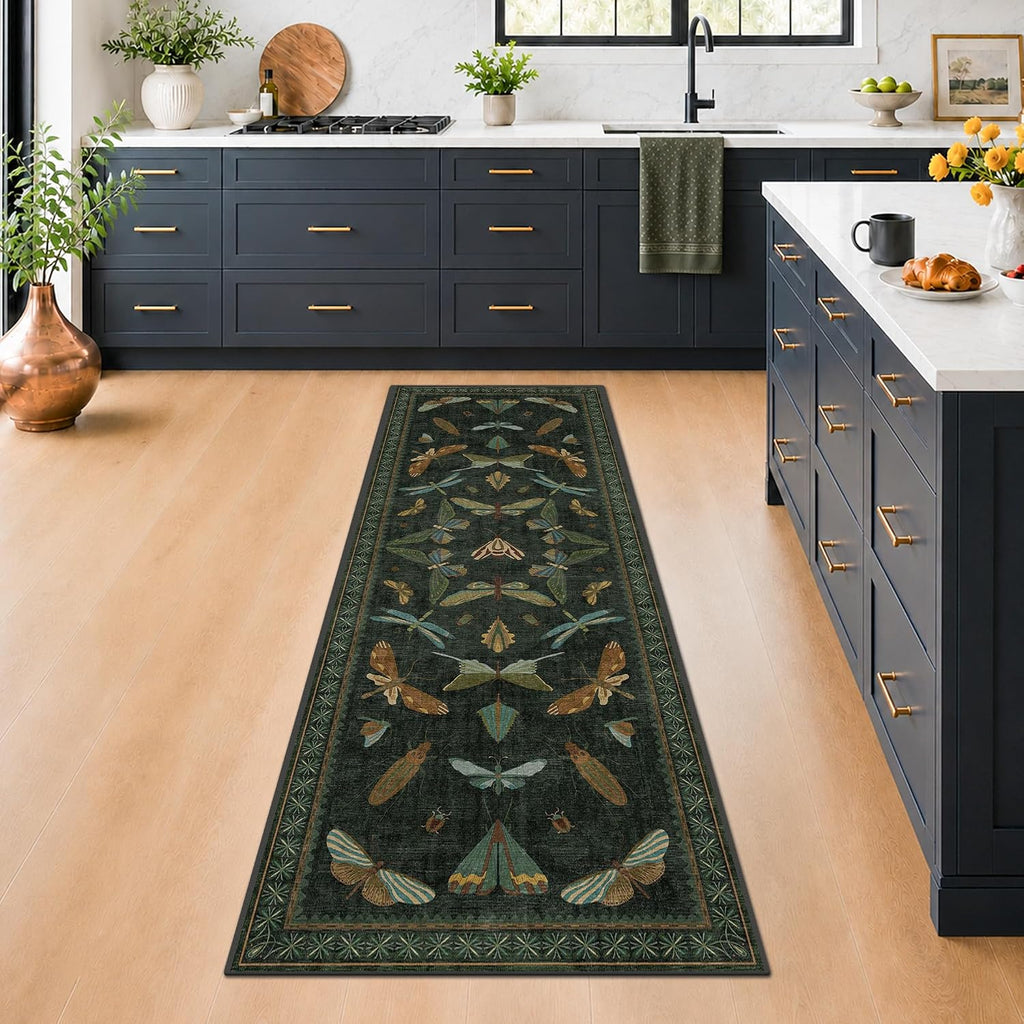 hazo haus washable insect 2x6 runner rug for, close-up detail